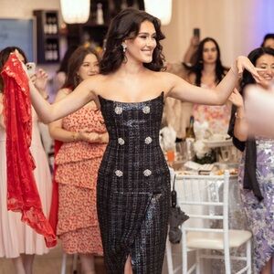 Balmain Black Strapless Gown